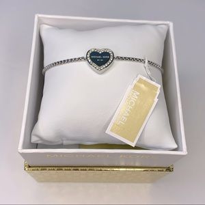 Michael Kors Silvertone Pavé Heart Slider Bracelet